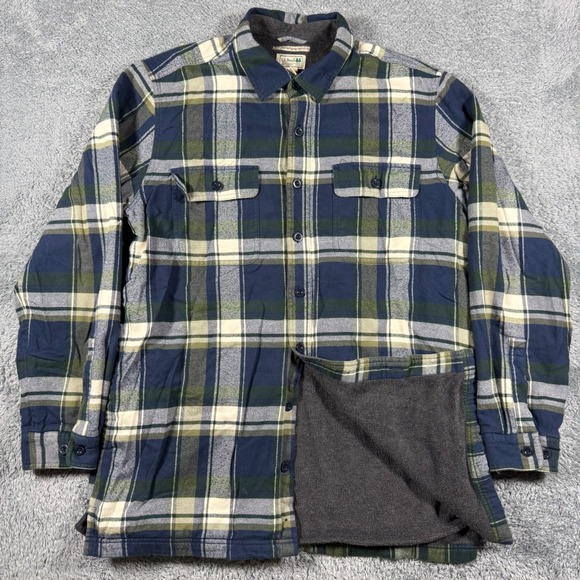L.L. Bean Other - LL Bean Fleece Lined Flannel Shirt Mens L Tall Plaid Traditional Fit Overshirt